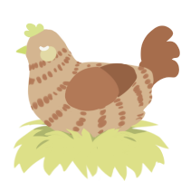 A beige and brown chicken with a bar pattern
