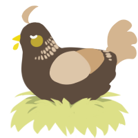 A bark and beige chicken with a neck-band pattern