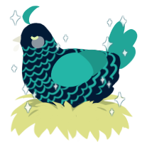 A tumblr and turquoise chicken with a lace pattern