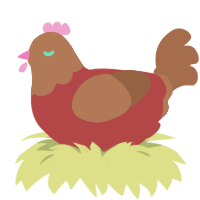 A red and brown chicken with a head pattern