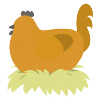A orange and ochre chicken with a half-lace pattern