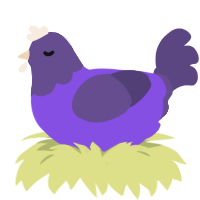 Morao, a blurple and overcast chicken with a head pattern