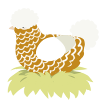 A ochre and white chicken with a lace pattern