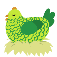 Ectoplasm, a lime and viridian chicken with a lace pattern