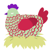 Consecotaleophobia, a gluppy and crimson chicken with a lace pattern