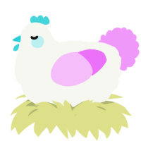 A white and lavender chicken
