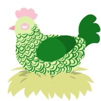 Basilic, a apple and leaf chicken with a double-lace pattern