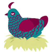 (unnamed), a teal and maroon chicken with a lace pattern