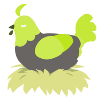 A grey and lime chicken with a head pattern