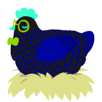Heir, a sable and navy chicken with a lace pattern