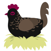 The Voices, a black and bark chicken with a half-lace pattern