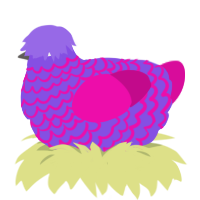 (unnamed), a blurple and fuchsia chicken with a lace pattern