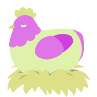 A apple and orchid chicken with a head pattern