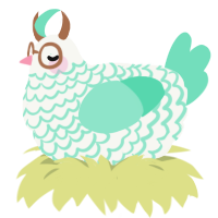 Euryale, a white and mint chicken with a lace pattern