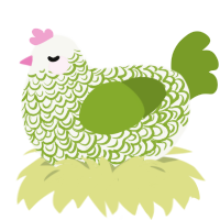Charleston, a white and chartreuse chicken with a double-lace pattern
