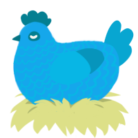 FrillDrop, a sky and cerulean chicken with a lace pattern