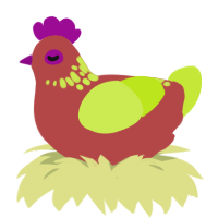 Salsa, a red and lime chicken with a neck-speckle pattern