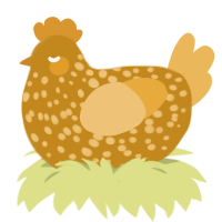 A ochre and honey chicken with a speckle pattern