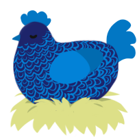 (unnamed), a navy and sapphire chicken with a double-lace pattern