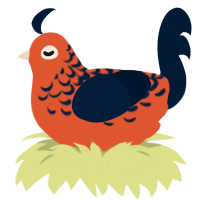Lava, a vermilion and tumblr chicken with a half-lace pattern