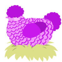 Concert Hologram, a lavender and amethyst chicken with a lace pattern