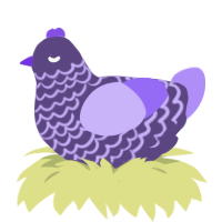 Hurdy-Gurdy, a overcast and lilac chicken with a lace pattern