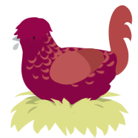 Toaster Strudel, a maroon and red chicken with a half-lace pattern