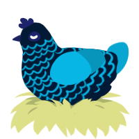 Lapis, a tumblr and cerulean chicken with a lace pattern