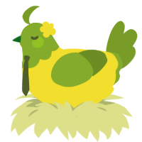chiquita, a yellow and chartreuse chicken with a head pattern