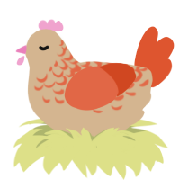 Carrot Cake, a beige and vermilion chicken with a half-lace pattern