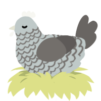 A silver and grey chicken with a lace pattern