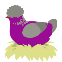 A plum and ash chicken with a neck-speckle pattern