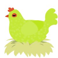 HEADSHOT, a lime chicken with a speckle pattern