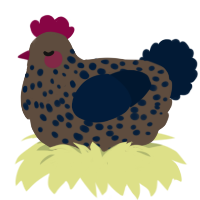 A bark and tumblr chicken with a speckle pattern