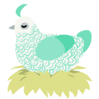 A white and mint chicken with a double-lace pattern