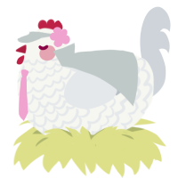 A white and mist chicken with a lace pattern