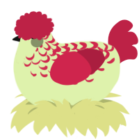 Kepplie, a apple and crimson chicken with a half-lace pattern
