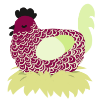 A maroon and apple chicken with a double-lace pattern