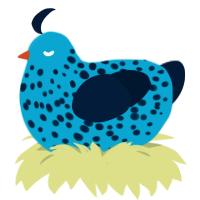 Paint Sample, a cerulean and tumblr chicken with a speckle pattern