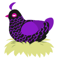 Hannah, a sable and violet chicken with a lace pattern