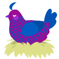 Eleckit Sour Jel, a plum and ultramarine chicken with a lace pattern