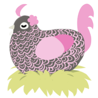 A grey and pink chicken with a double-lace pattern
