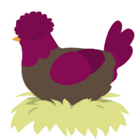 A bark and wine chicken with a head pattern