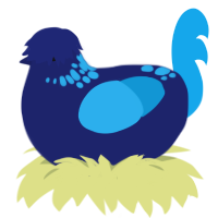(unnamed), a navy and sky chicken with a neck-speckle pattern