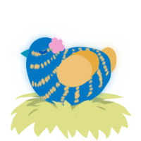 梅花, a sapphire and honey chicken with a bar pattern