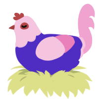 Fancy Little Lass, a indigo and pink chicken with a head pattern