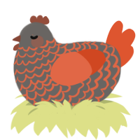 Gimoween, a grey and vermilion chicken with a lace pattern