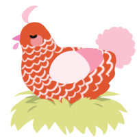 Soup, a vermilion and rose chicken with a lace pattern