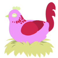 baked, a lavender and crimson chicken with a neck-speckle pattern