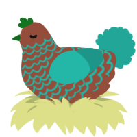 (unnamed), a russet and turquoise chicken with a lace pattern